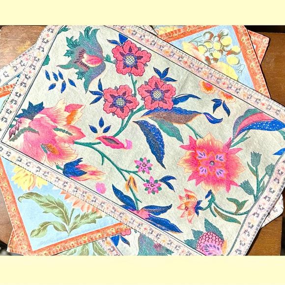 Cost Plus World Market Other - 4/$50 Set of 4 World Market Cost Plus Block Printed Floral Placemats